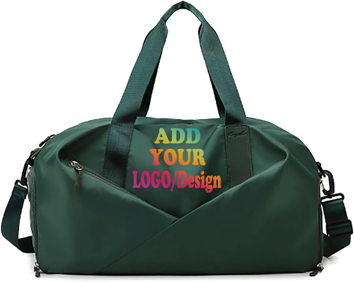 Personalized Waterproof Gym Team Sports Bag Custom Travel Duffle Bag With Logo/Name/Photo (Deep green)