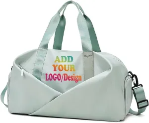 Personalized Waterproof Gym Team Sports Bag Custom Travel Duffle Bag With Logo/Name/Photo (Light green)