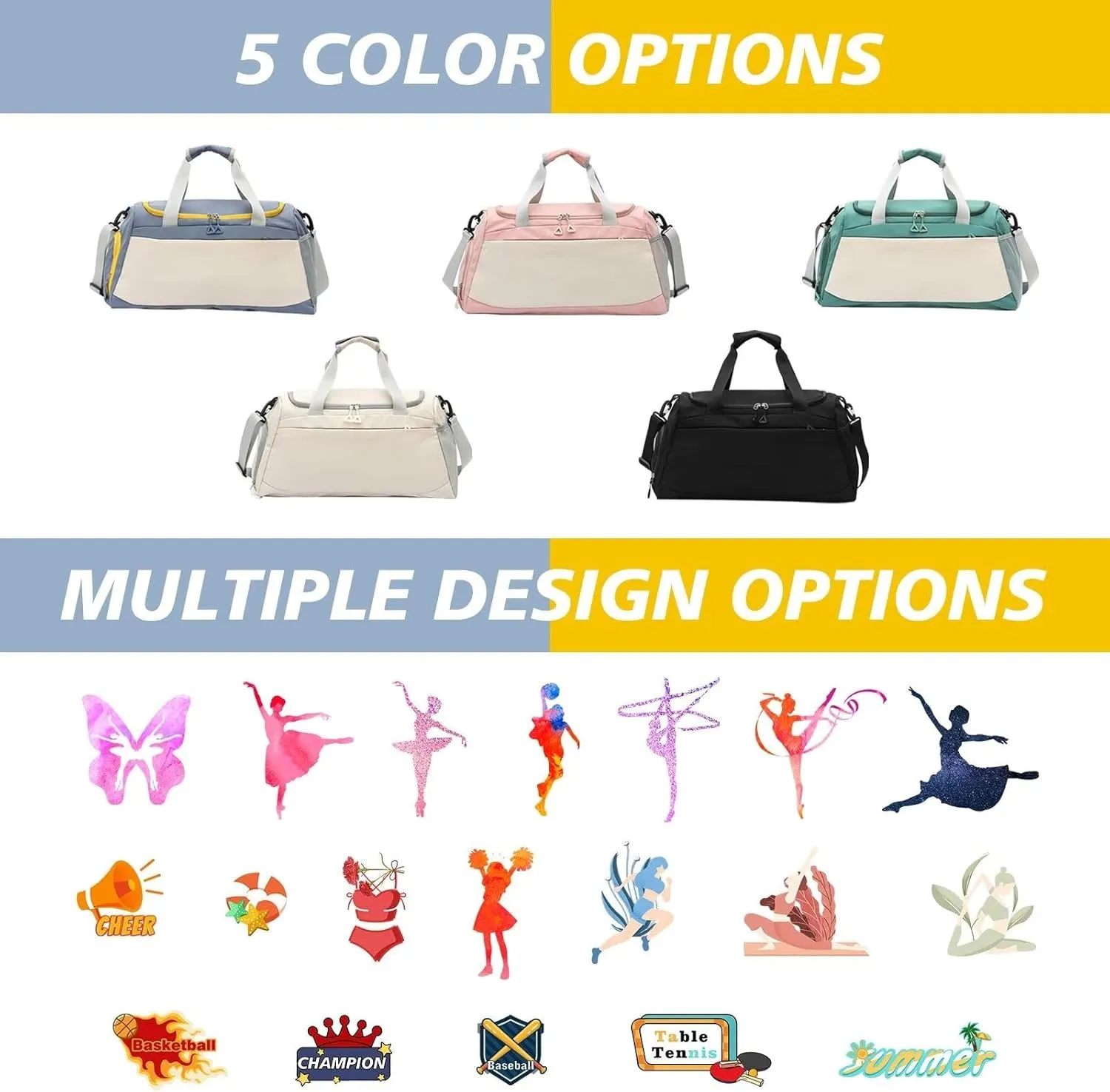 Personalized Yoga/Dance Bag for Women,Personalized Travel Duffle Bag with Name,with Shoe Compartment and Pocket for Dry and Wet Clothes,Dual Purpose Tote/Bag,Weekend Travel Bag
