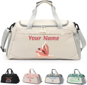 Personalized Yoga/Dance Bag for Women,Personalized Travel Duffle Bag with Name,with Shoe Compartment and Pocket for Dry and Wet Clothes,Dual Purpose Tote/Bag,Weekend Travel Bag