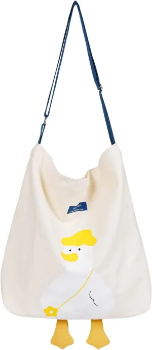 Phaoullzon Cute Canvas Tote Bag - Funny Duck & Goose Hobo Shoulder Crossbody Bag