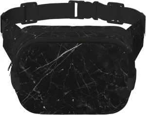 Phayah Black Marble Veins Waist Pack Bag,Fanny Pack For Men,Women, Workout Traveling Casual Running Hiking Cycling, Bum Bag