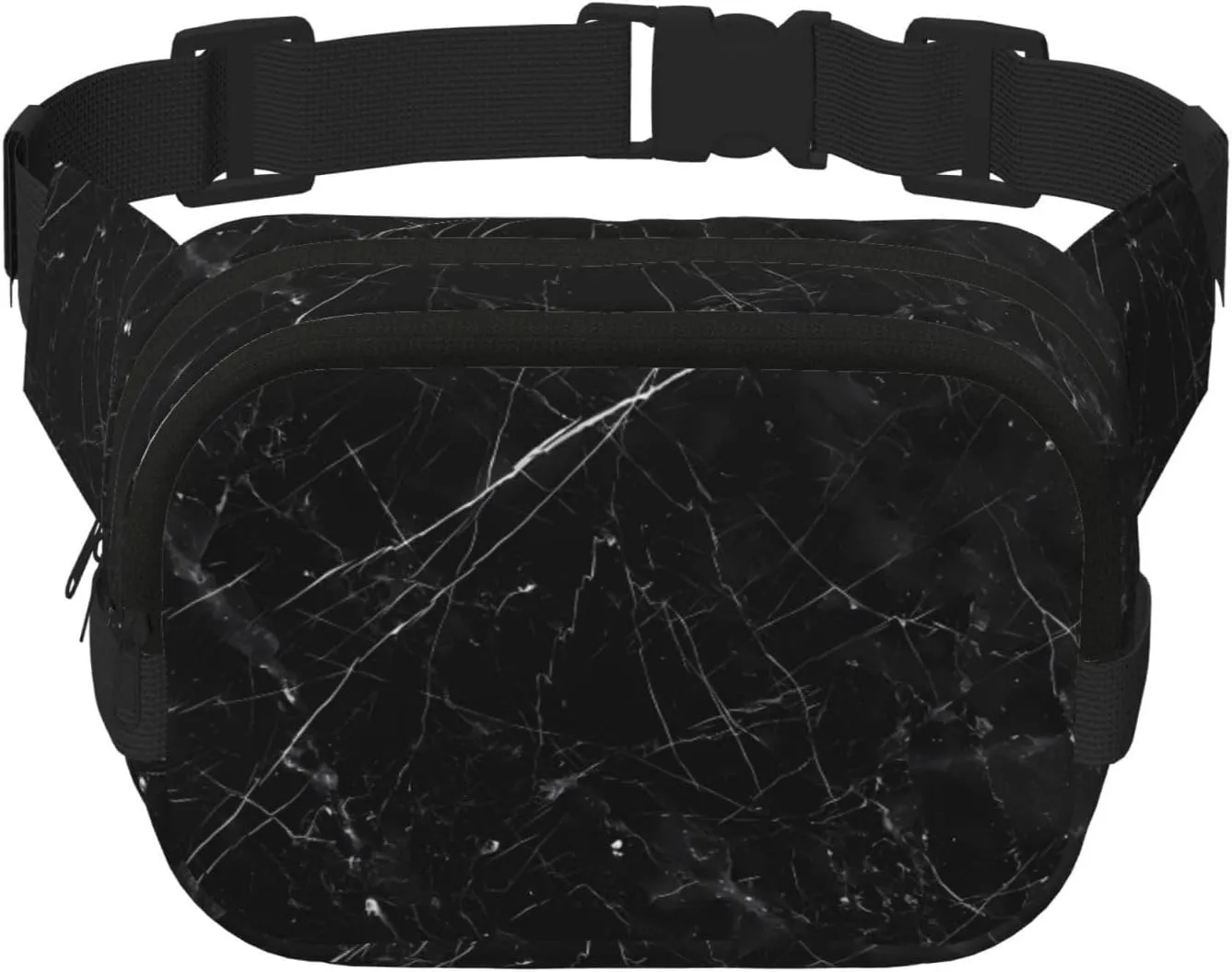 Phayah Black Marble Veins Waist Pack Bag,Fanny Pack For Men,Women, Workout Traveling Casual Running Hiking Cycling, Bum Bag