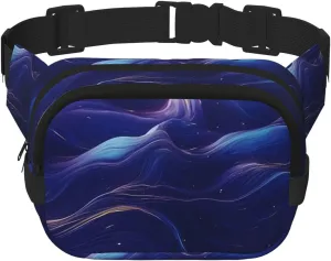 Phayah Blue Marble Veins Waist Pack Bag,Fanny Pack For Men,Women, Workout Traveling Casual Running Hiking Cycling, Bum Bag