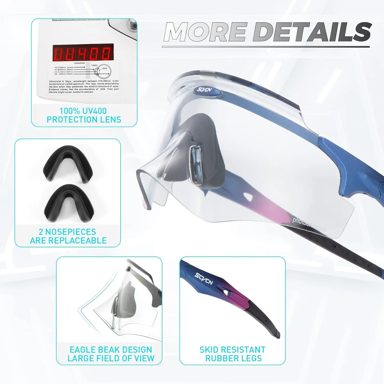 Photochromic Cycling Glasses Men Women Wrap Around Sports Sunglasses HD MTB Bicycle Riding Mountain Bike Sunglasses S25