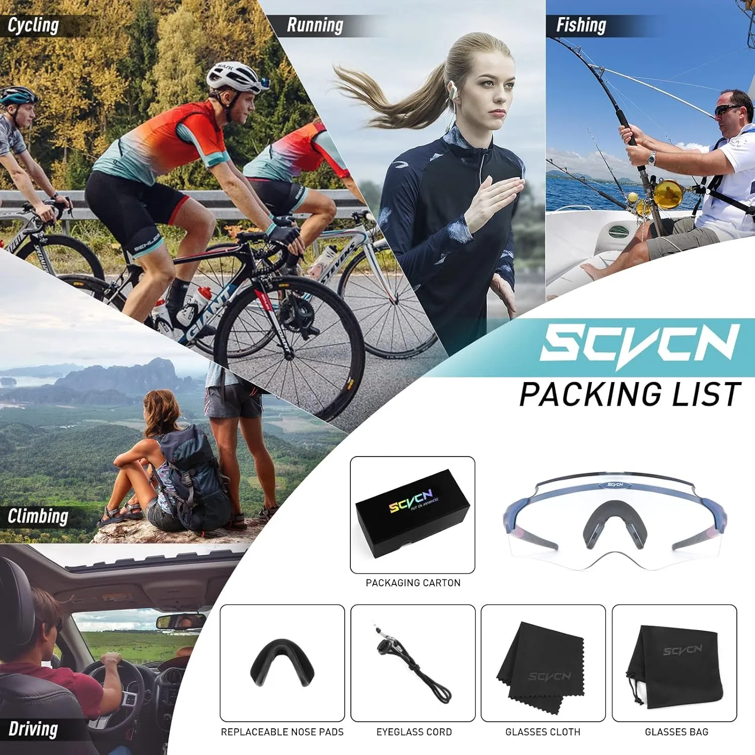 Photochromic Cycling Glasses Men Women Wrap Around Sports Sunglasses HD MTB Bicycle Riding Mountain Bike Sunglasses S25