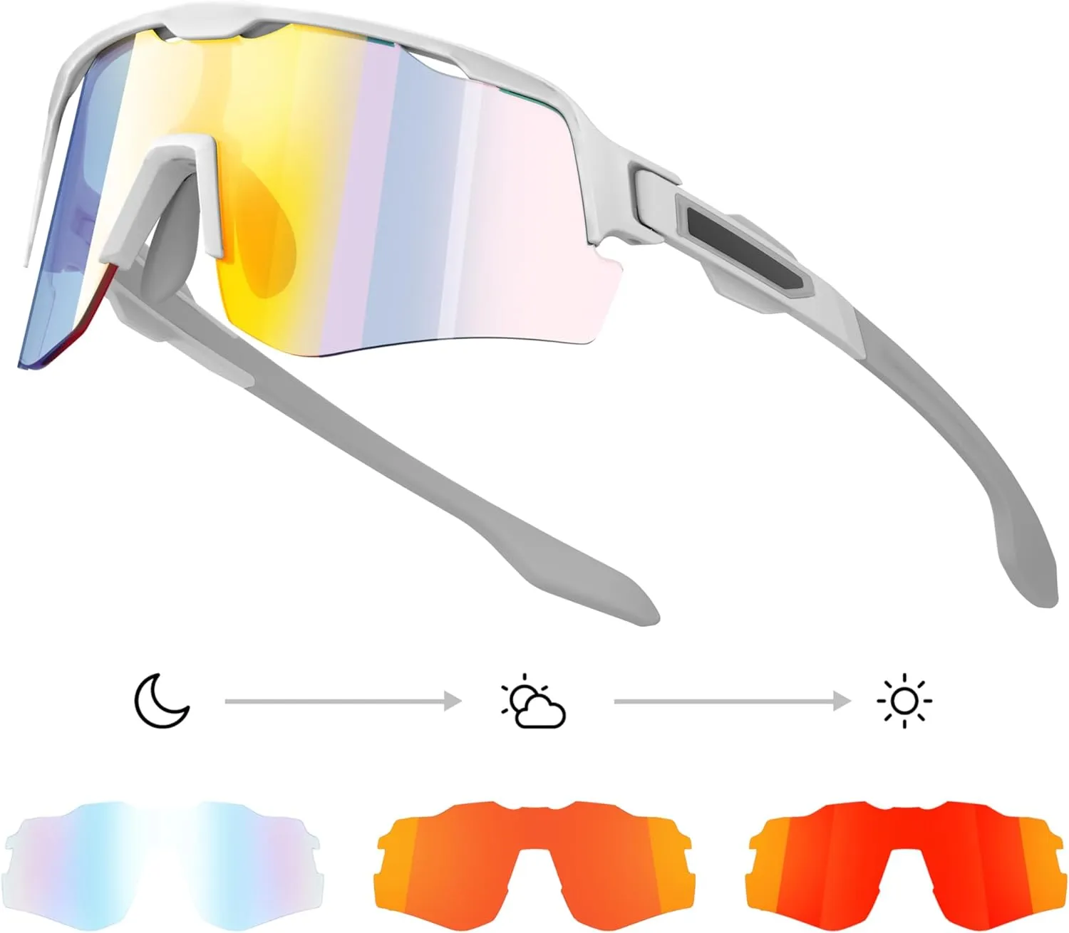 Photochromic Cycling Glasses Sports Sunglasses for Men Women, UV Protection, Mountain Bike MTB Bicycle Riding