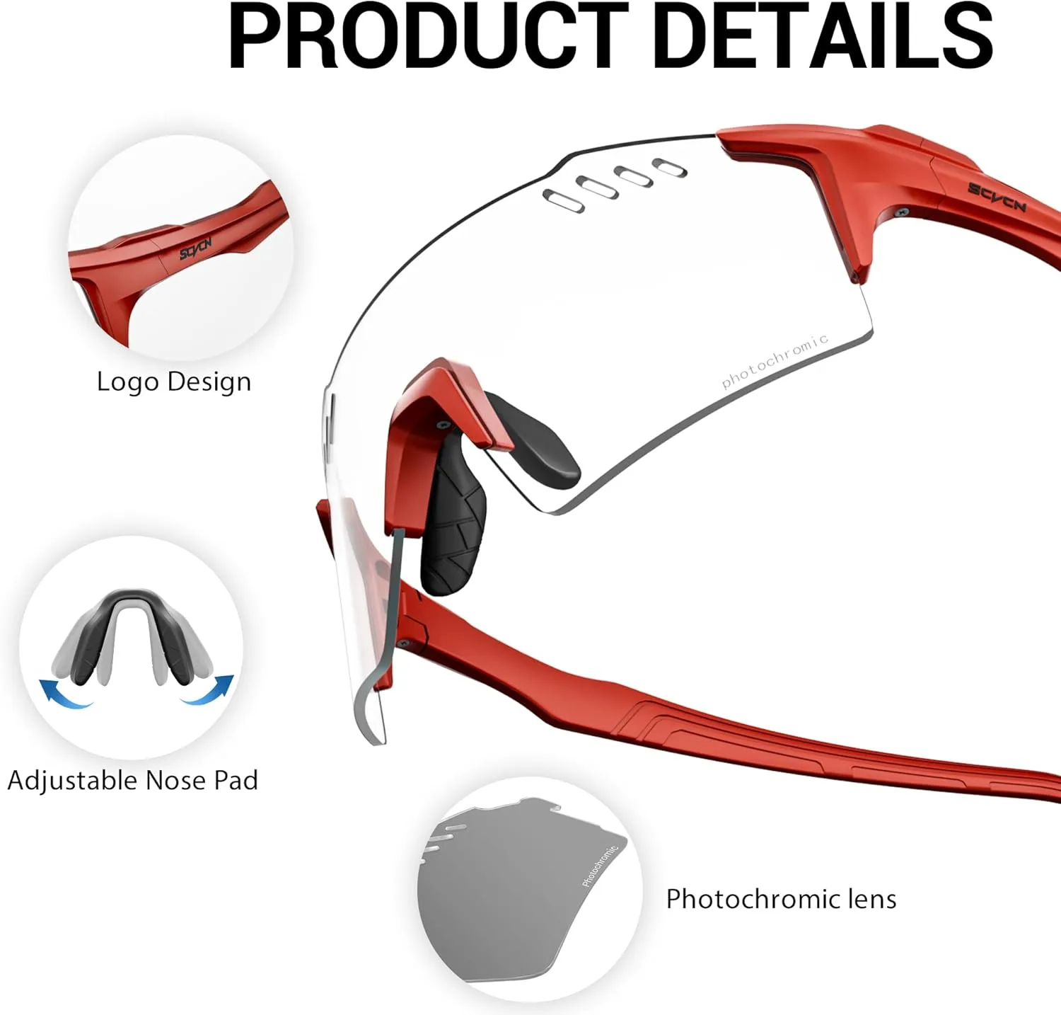 Photochromic Cycling Glasses UV400 Protection for Women Men Cycling Glasses TR90 Frame MTB Running Bike DZ-S9A2