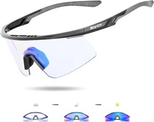 Photochromic Cycling Glasses, UV400 Protection, TR90 Frame, Men Women Clear Sports Sunglasses for Cycling S120