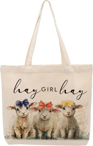 Pig Sheep Horse Gifts for Girls Grocery Shopping Canvas Tote Bag for Animal Lovers Women Friendship Christmas Birthday