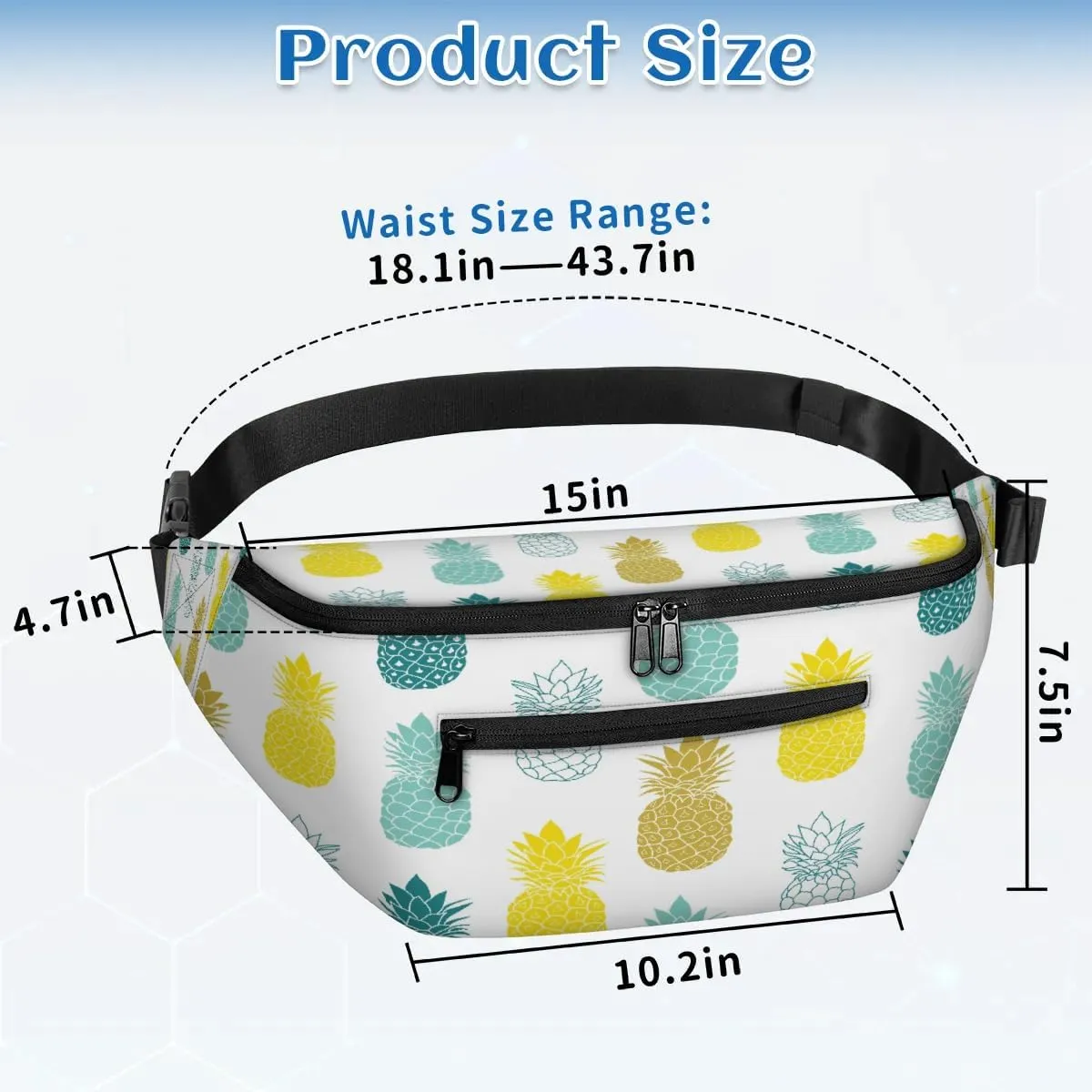 Pineapples Crossbody Sling Bag for Women Men Crossbody Backpack with 4 Zipper Pockets Fanny Pack Shoulder Casual Daypack for Travel Running Hiking Cycling