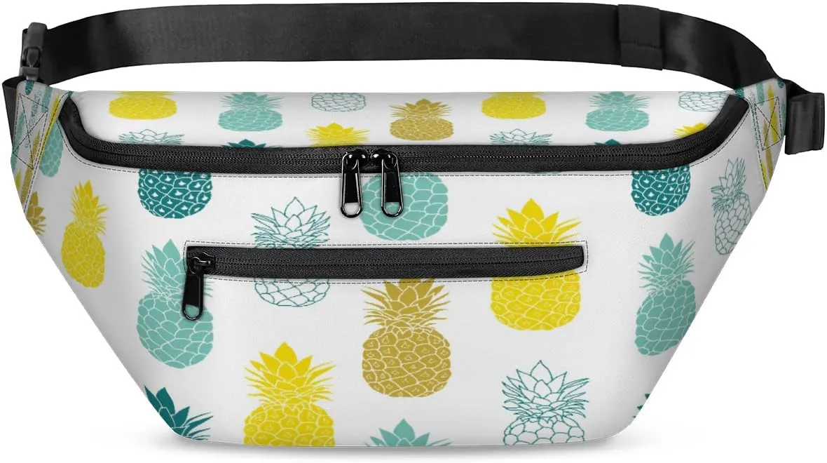 Pineapples Crossbody Sling Bag for Women Men Crossbody Backpack with 4 Zipper Pockets Fanny Pack Shoulder Casual Daypack for Travel Running Hiking Cycling