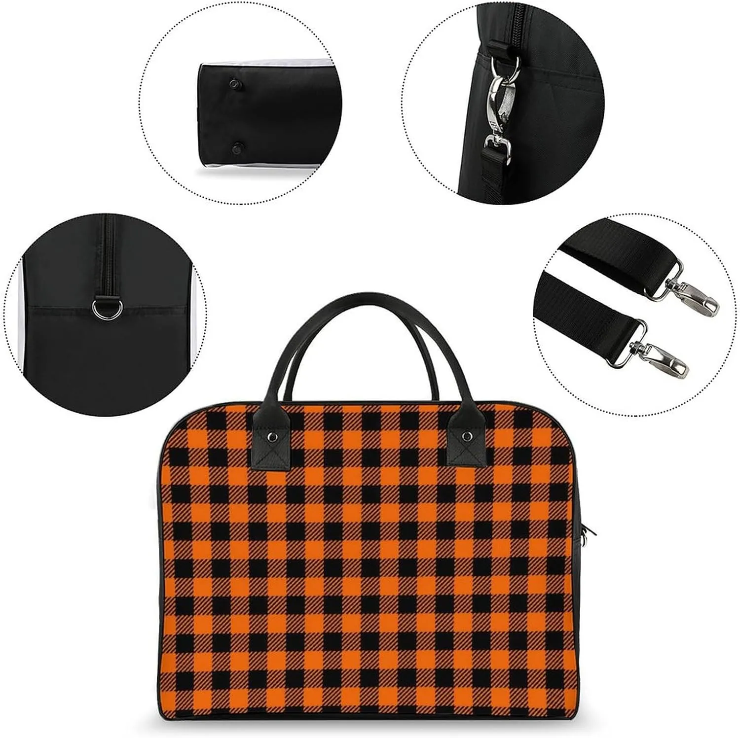 Pink Black Gray Argyle Fashionable Large Capacity Travel Handbag Unisex