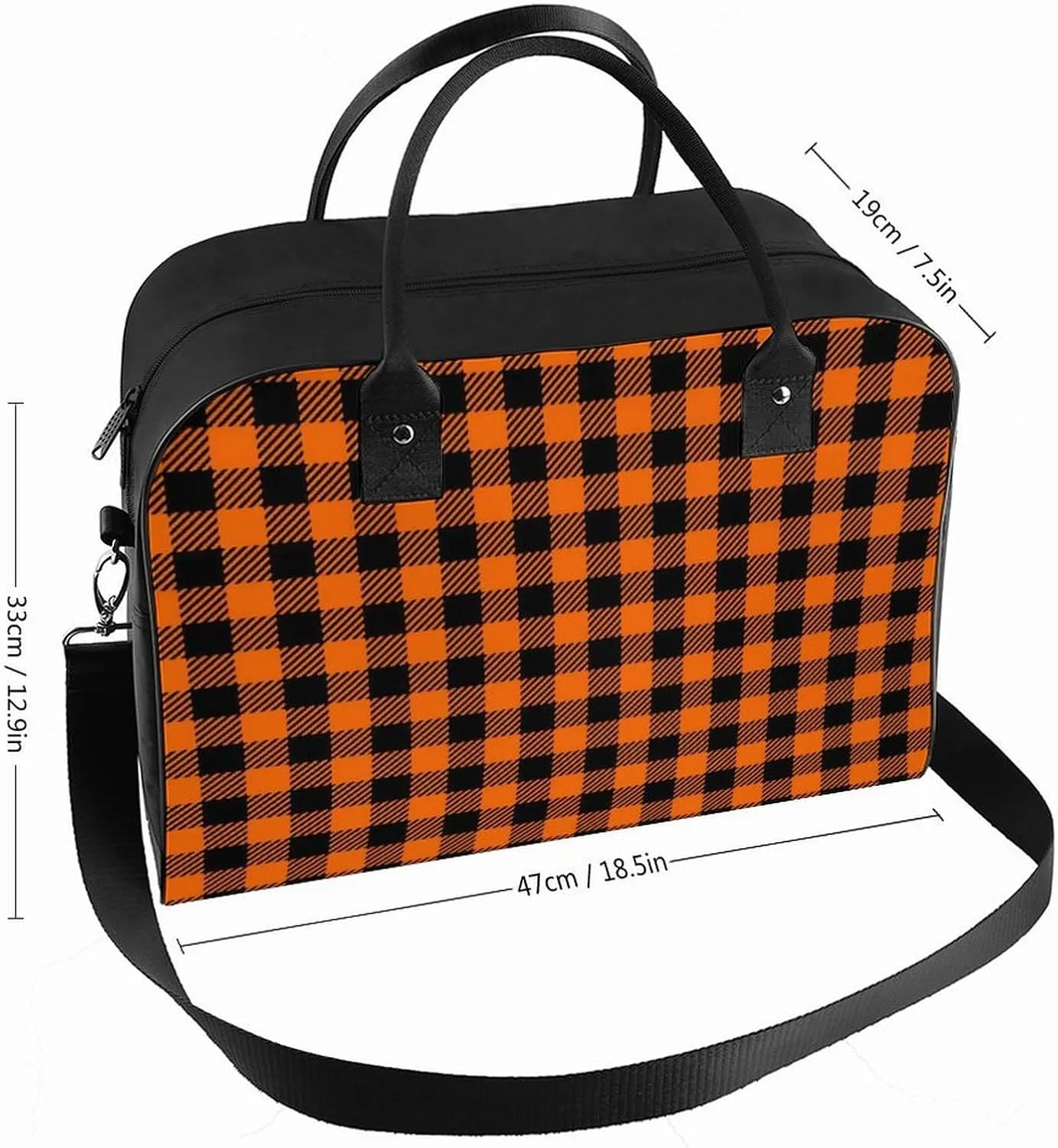 Pink Black Gray Argyle Fashionable Large Capacity Travel Handbag Unisex