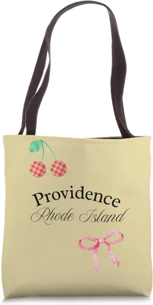 Pink Ribbon Providence Rhode Island Cherries Aesthetic Tote Bag