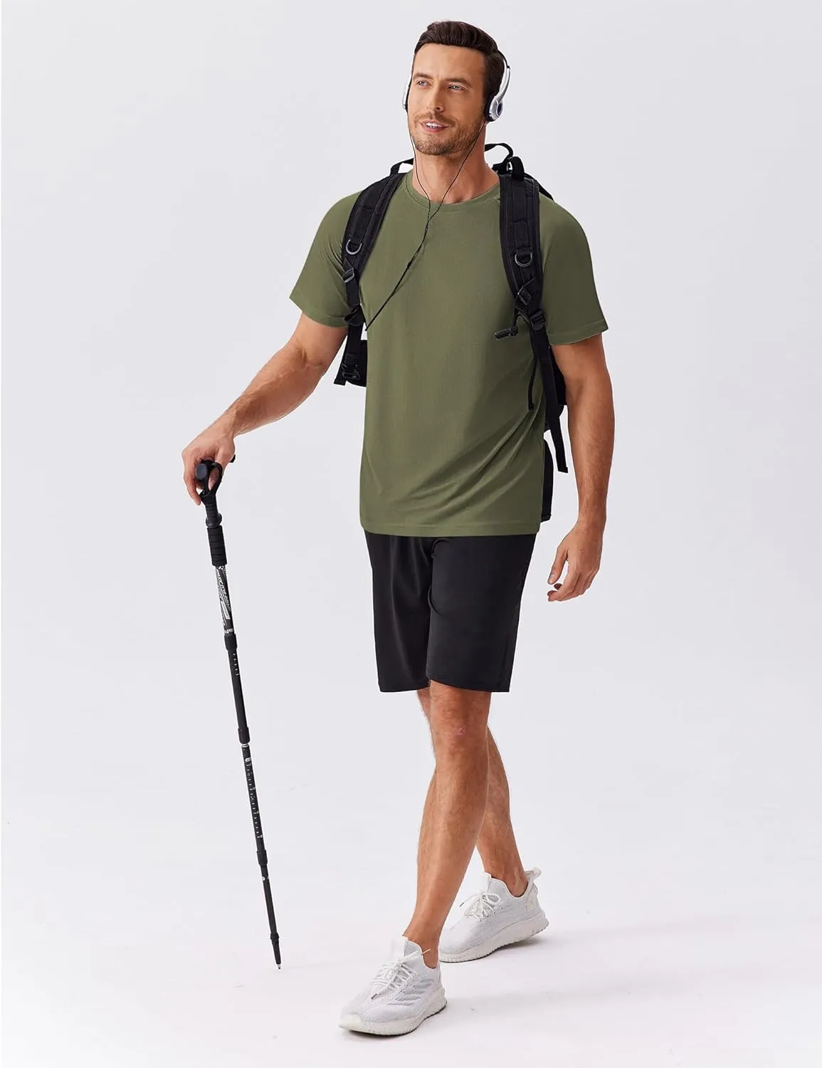 PINSPARK 5 Pack Gym Workout Shirts for Men Short Sleeve Moisture Wicking Athletic Tshirts Multipack Plain Crewneck Tees Shirt
