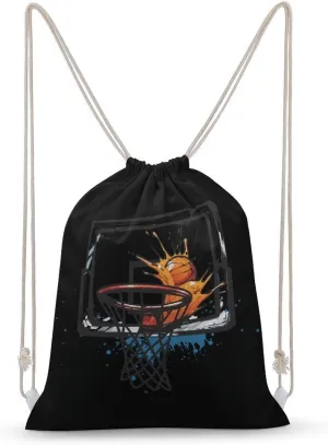 Player Basketball Slam Dunk Drawstring Backpack Lightweight Sports Gym Bag String Bag for Men Women 30x40cm