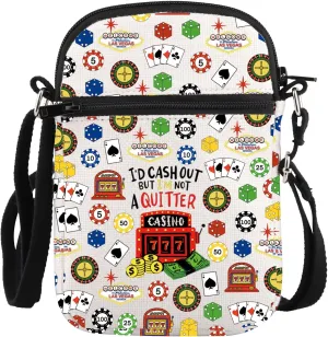 PLITI Casino Crossbody Purse Gambler Gift Casino Lover Gift I'd Cash Out But I'm Not a Quitter Slot Machine Gambling Bag