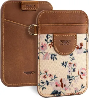 POCKT Slim Card Holder Wallet For Men and Women - Minimalist Front Pocket Wallet Elastic Credit Card Holder Genuine Leather RFID Blocking Card Case Wallets | Bloom