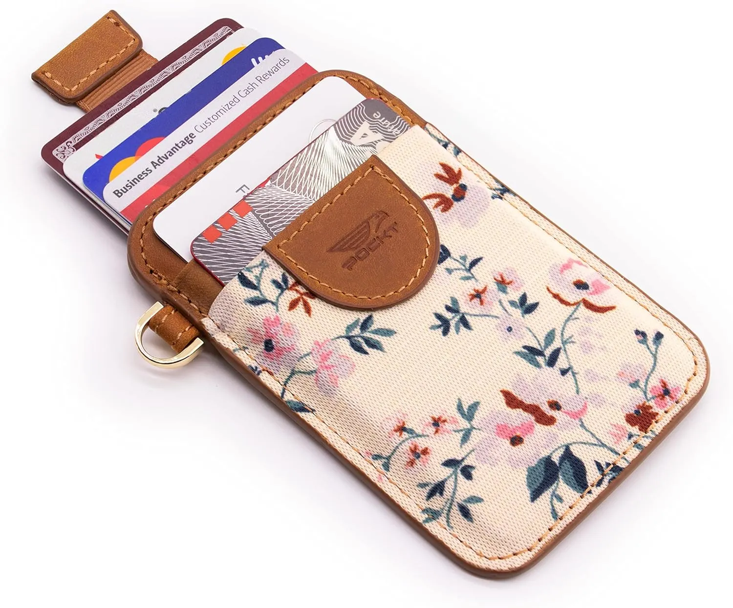POCKT Slim Card Holder Wallet For Men and Women - Minimalist Front Pocket Wallet Elastic Credit Card Holder Genuine Leather RFID Blocking Card Case Wallets | Bloom