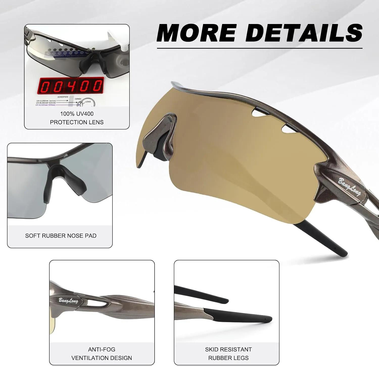 Polarized Sports Sunglasses Cycling Sun Glasses for Men Women with 5 Interchangeable Lenes for Running Baseball Golf Driving