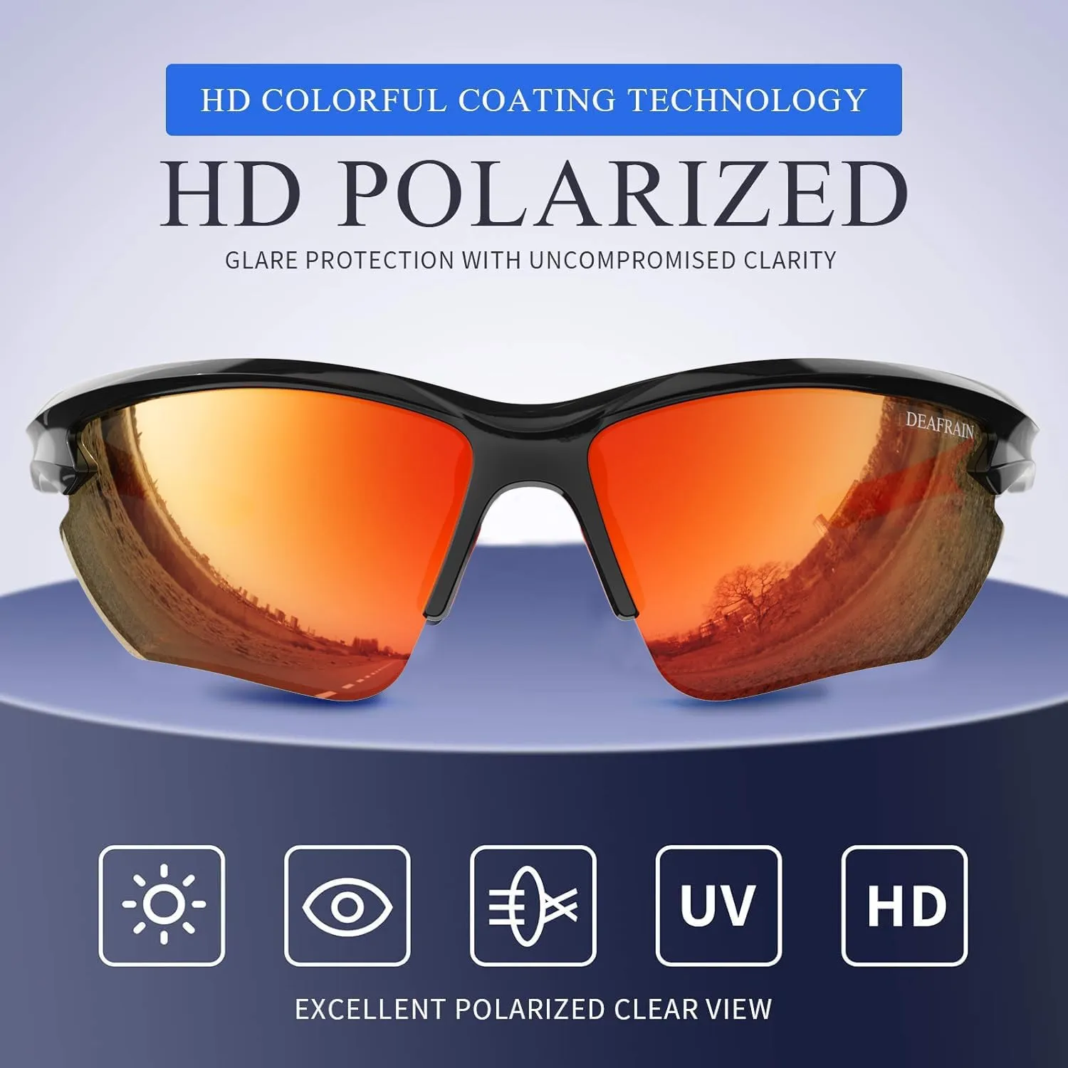 Polarized Sports Sunglasses for Men Women Cycling Running Fishing Glasses TR90 Unbreakable Frame UV Protection