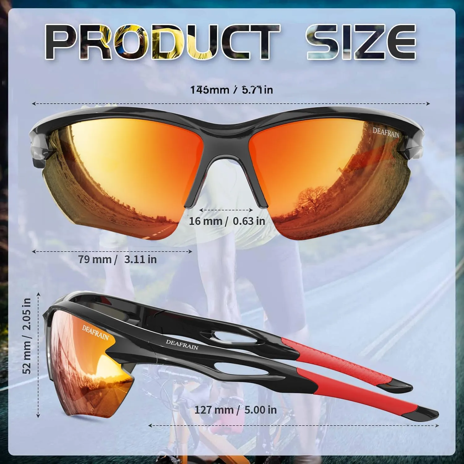 Polarized Sports Sunglasses for Men Women Cycling Running Fishing Glasses TR90 Unbreakable Frame UV Protection