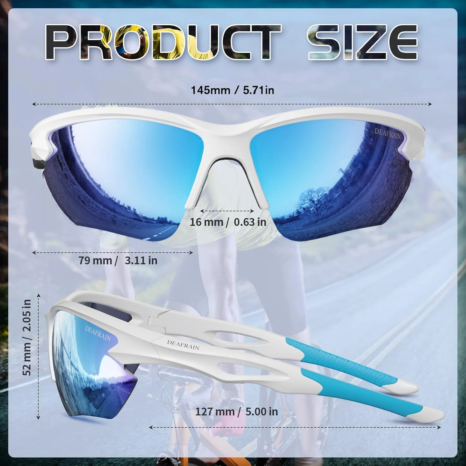 Polarized Sports Sunglasses for Men Women Cycling Running Fishing Glasses TR90 Unbreakable Frame UV Protection
