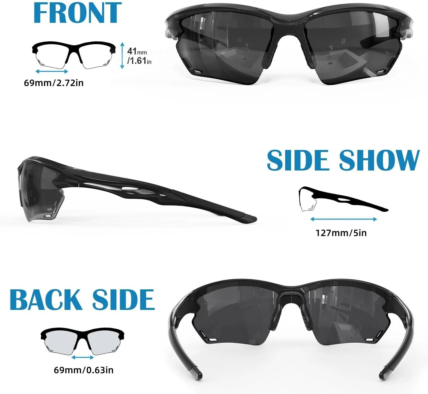 Polarized Sports Sunglasses for Men Women, Idea for Baseball Softball Cycling Fishing Running Golf Glasses TR90 Frame