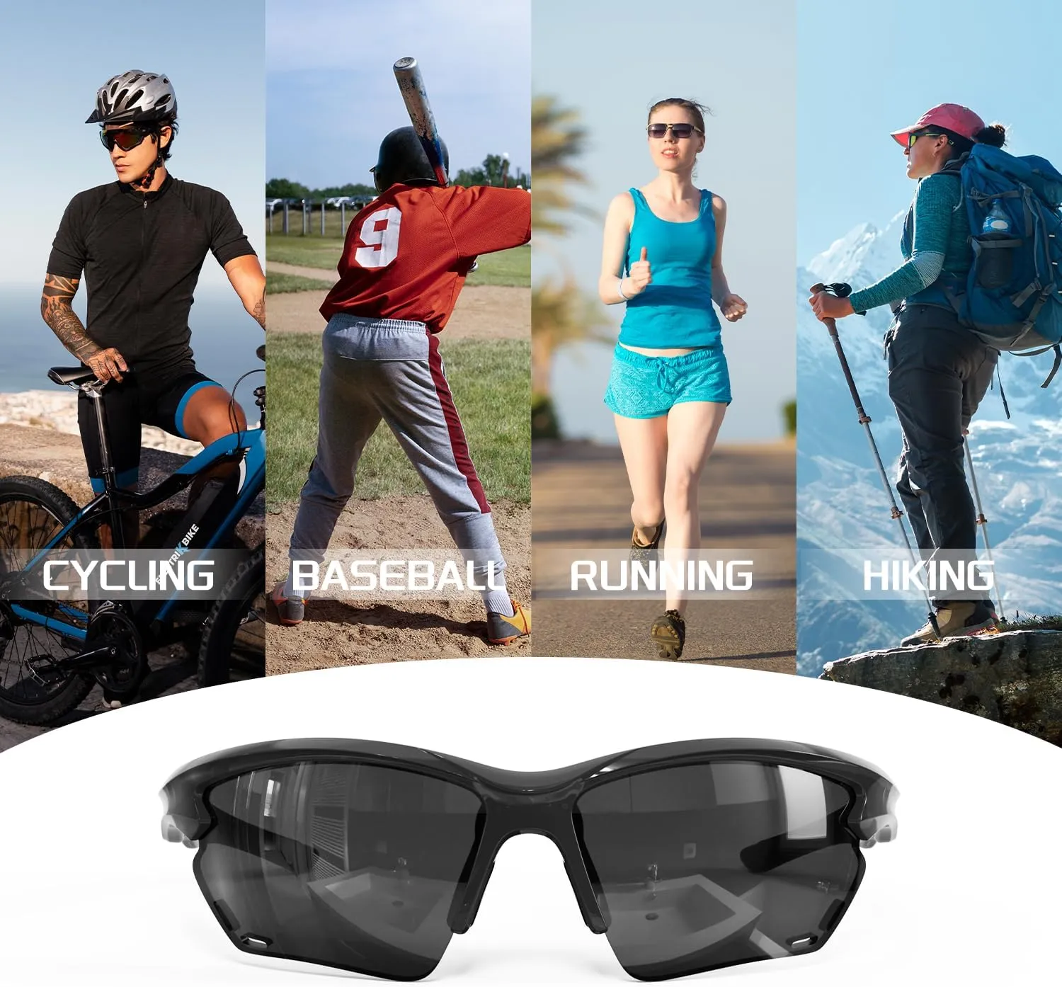 Polarized Sports Sunglasses for Men Women, Idea for Baseball Softball Cycling Fishing Running Golf Glasses TR90 Frame