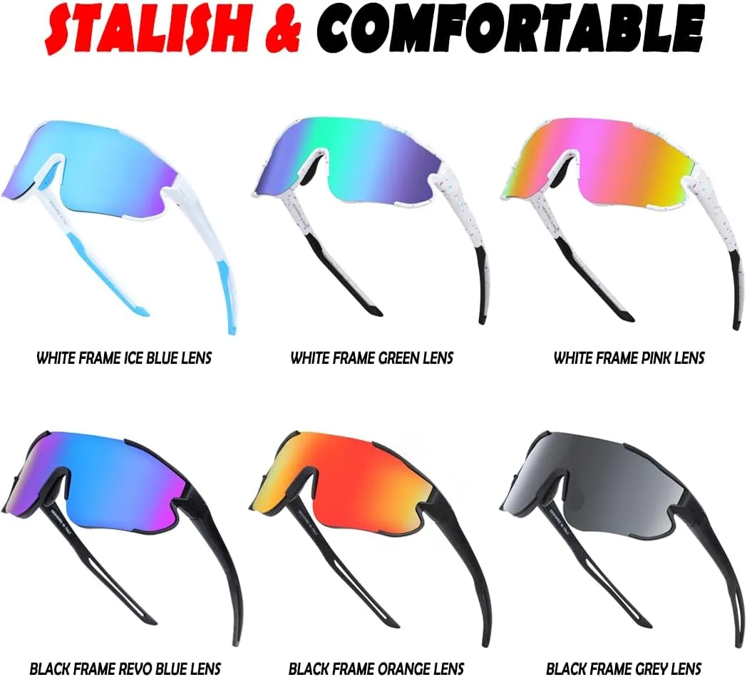 Polarized Sports Sunglasses for Men Women Lightweight Softball Baseball Running Cycling Glasses UV Protection