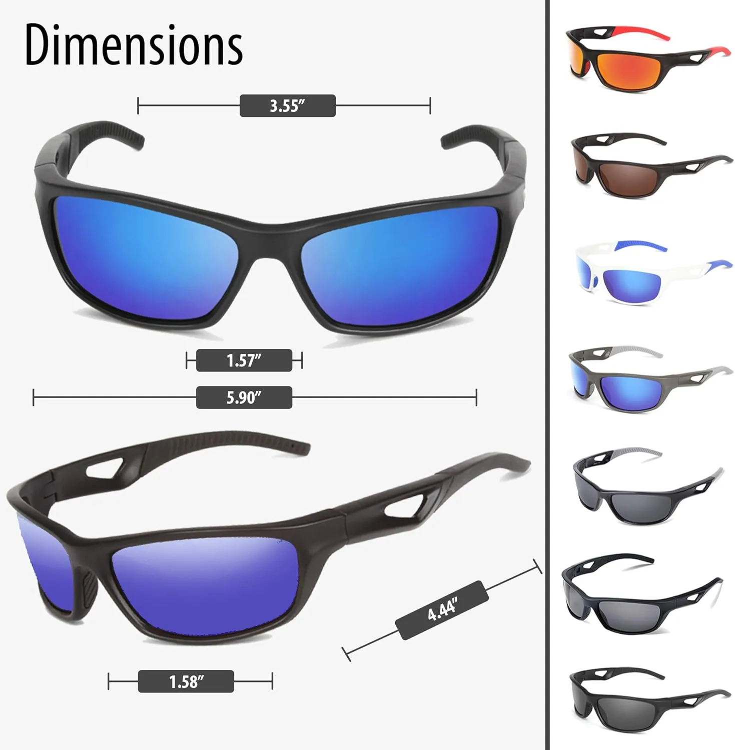 Polarized Sports Sunglasses Shatter Resistant Cycling Glasses for Men-Women UV Protection