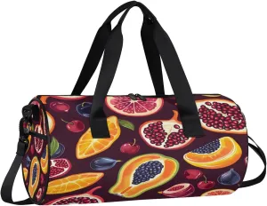 Pomegranate Papaya Travel Gym Bag Waterproof Sport Dance Bag for Women Men Portable Gymnastics Duffel Bags Canvas Tote Carry on Handbag for Workout Overnight Weekender