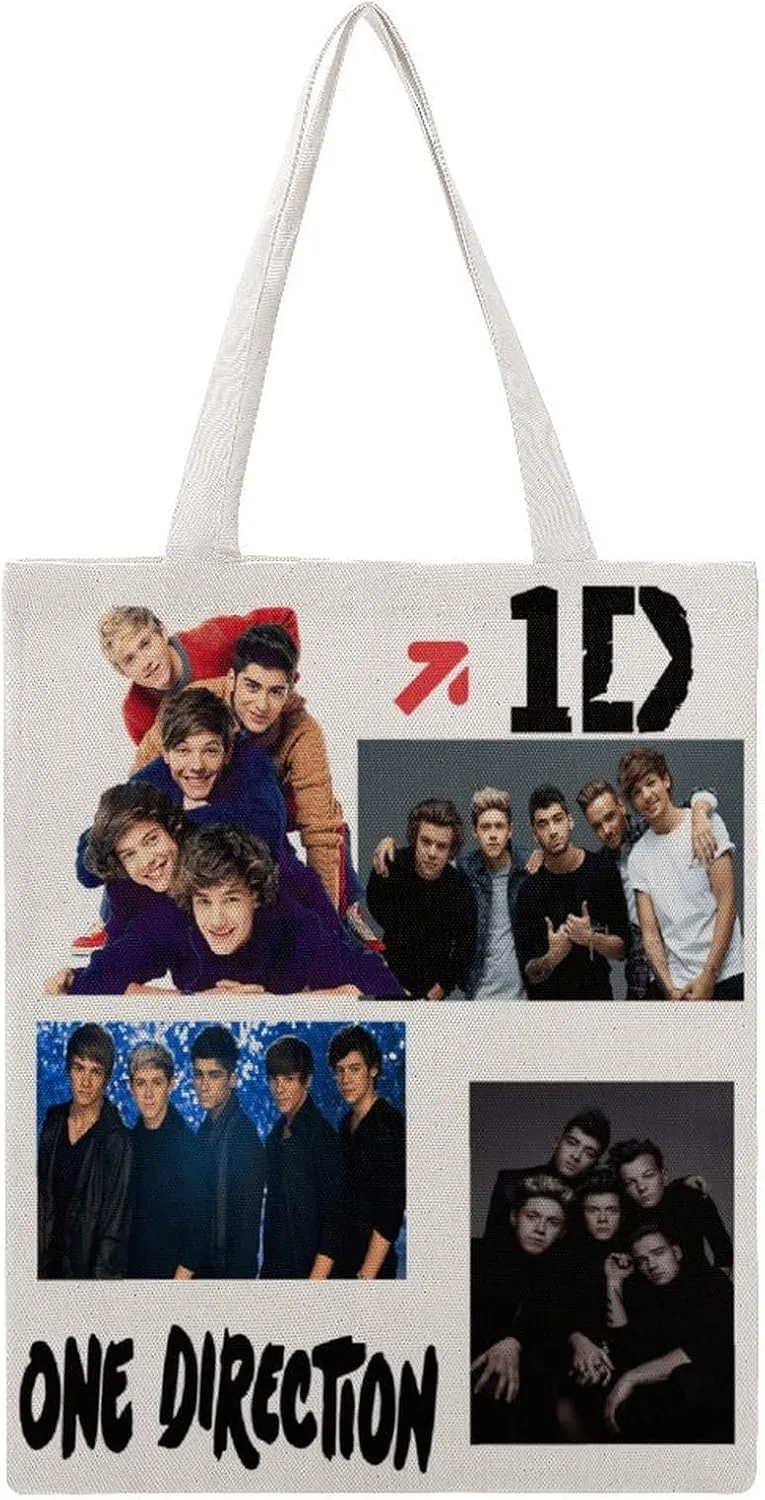 Pop Music Tote Bags, Womens Shoulder Bag, Letter Travel Bag, Novelty Canvas Tote Bag Double, Funny Reusable Grocery Bag