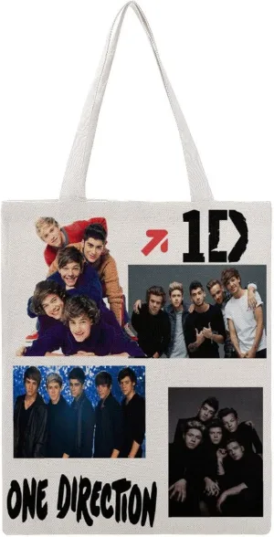 Pop Music Tote Bags, Womens Shoulder Bag, Letter Travel Bag, Novelty Canvas Tote Bag Double, Funny Reusable Grocery Bag