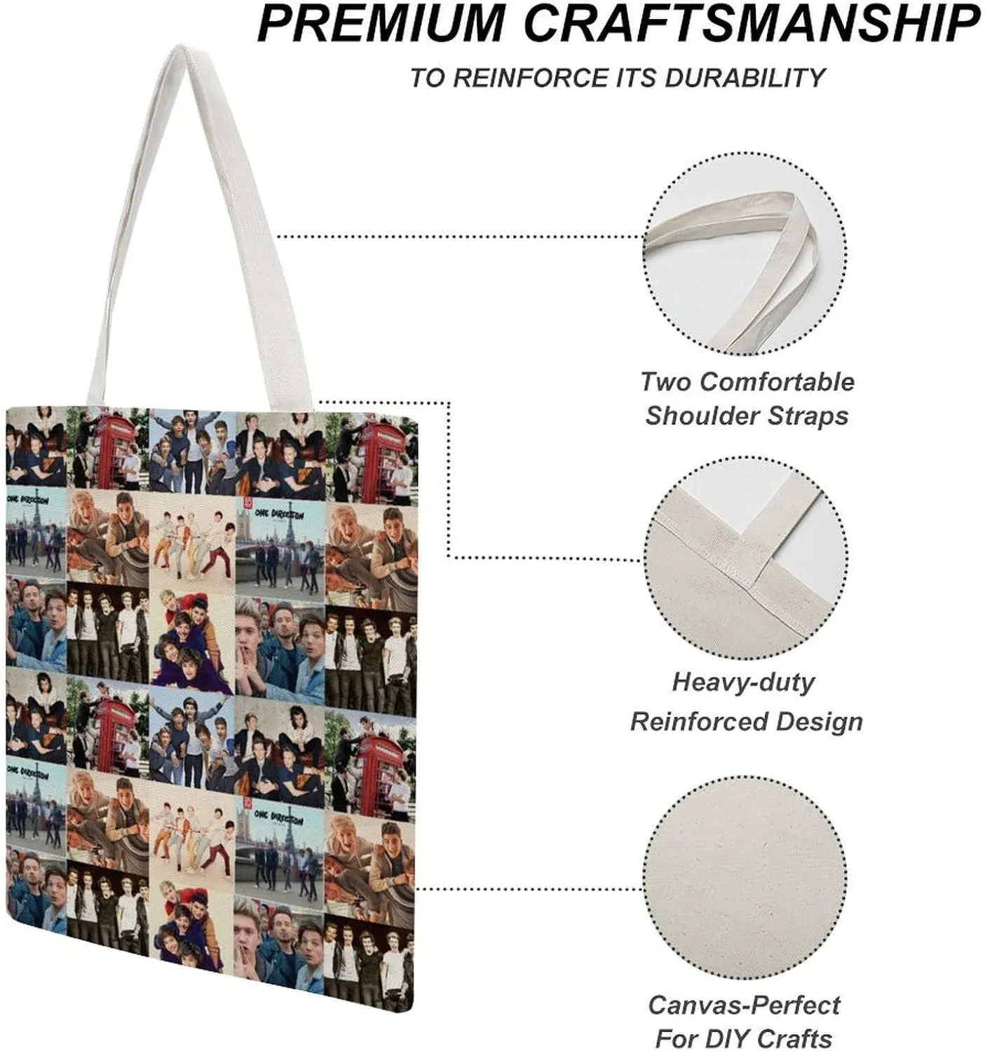 Pop Music Tote Bags, Womens Shoulder Bag, Letter Travel Bag, Novelty Canvas Tote Bag Double, Funny Reusable Grocery Bag
