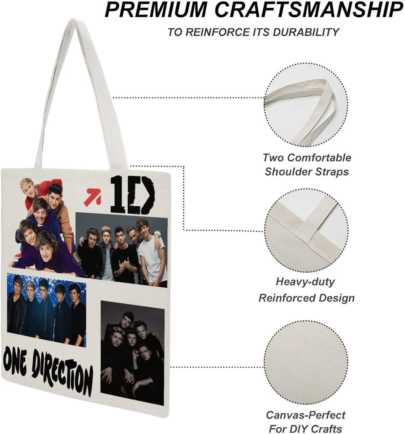 Pop Music Tote Bags, Womens Shoulder Bag, Letter Travel Bag, Novelty Canvas Tote Bag Double, Funny Reusable Grocery Bag