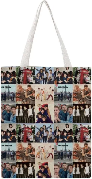 Pop Music Tote Bags, Womens Shoulder Bag, Letter Travel Bag, Novelty Canvas Tote Bag Double, Funny Reusable Grocery Bag