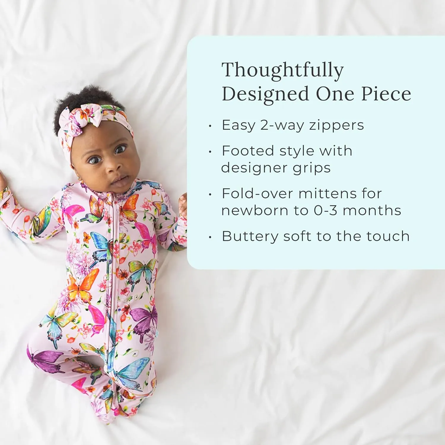 Posh Peanut Footie Pajamas for Baby Girls – Sleepers in Viscose from Bamboo with 2-Way Zipper & Ruffle Trim
