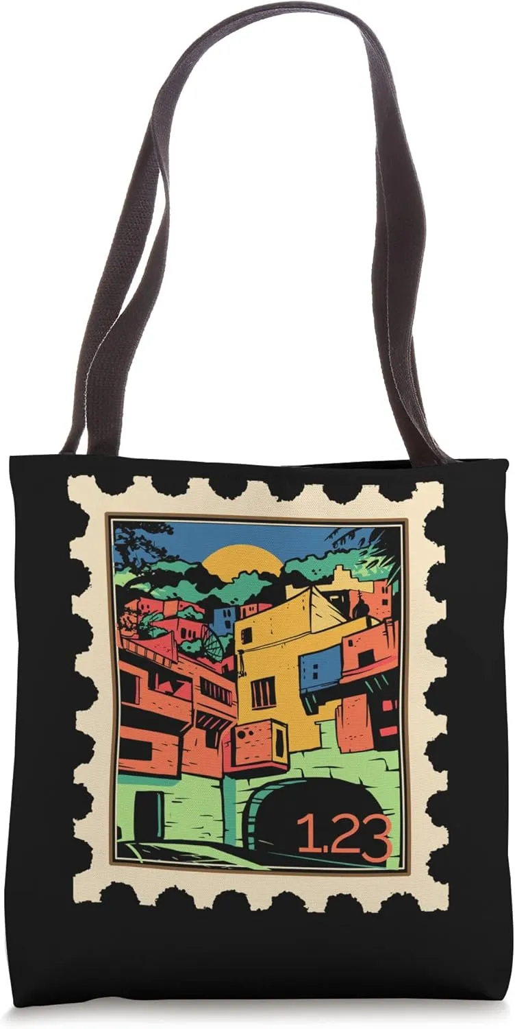 Postage Stamp with City in Mexican Tote Bag