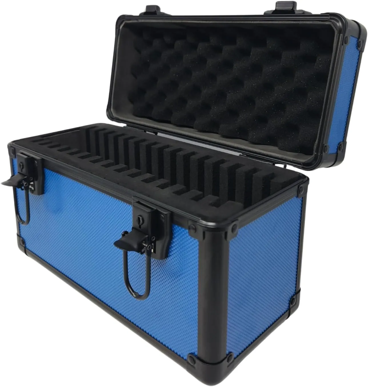 Precision Metal Slab Case – Holds 15 Graded Sports and Trading Cards – Durable Aluminum Storage Box for PSA, BGS, CGC Slabs – X-15 Blue