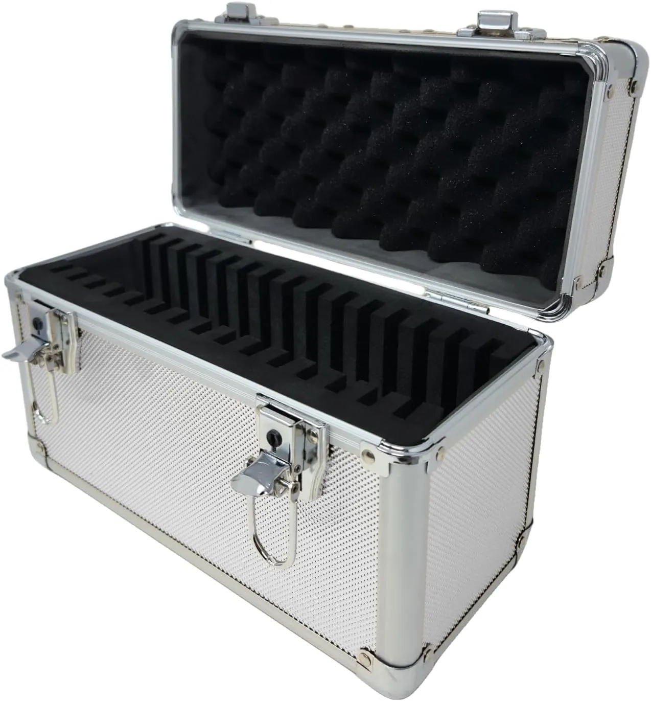 Precision Metal Slab Case – Holds 15 Graded Sports and Trading Cards – Durable Aluminum Storage Box for PSA, BGS, CGC Slabs – X-15 Silver