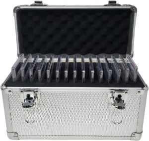 Precision Metal Slab Case – Holds 15 Graded Sports and Trading Cards – Durable Aluminum Storage Box for PSA, BGS, CGC Slabs – X-15 Silver
