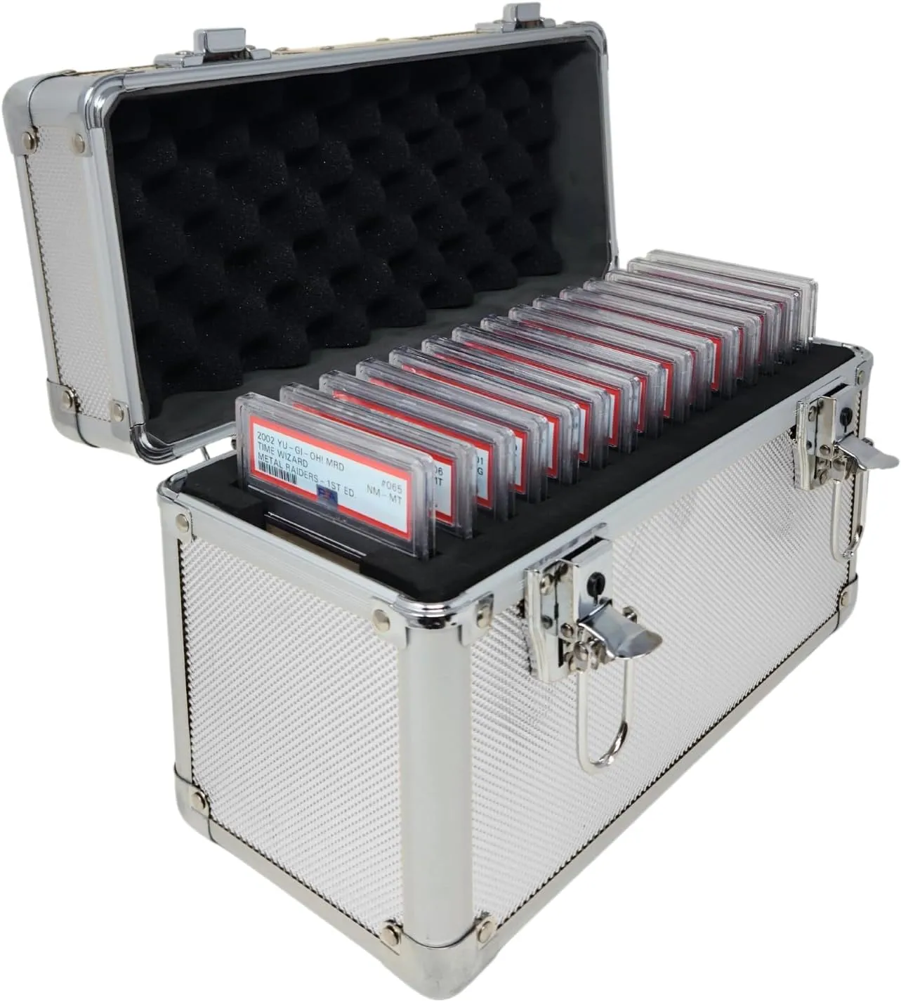 Precision Metal Slab Case – Holds 15 Graded Sports and Trading Cards – Durable Aluminum Storage Box for PSA, BGS, CGC Slabs – X-15 Silver