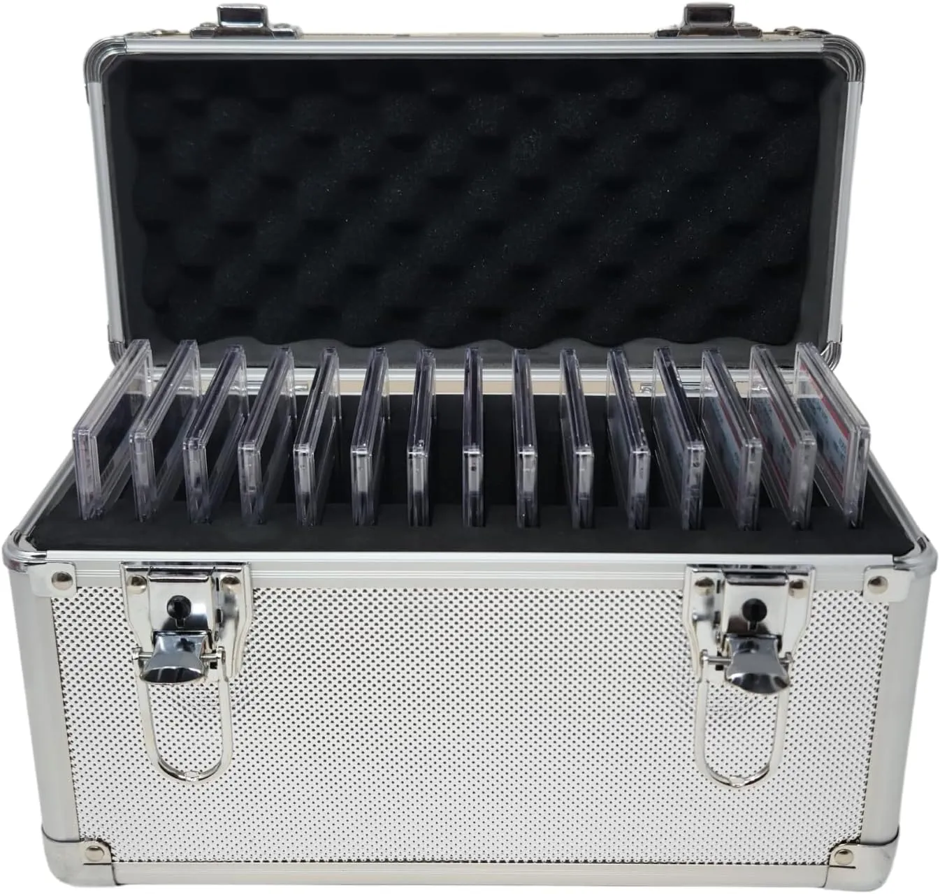Precision Metal Slab Case – Holds 15 Graded Sports and Trading Cards – Durable Aluminum Storage Box for PSA, BGS, CGC Slabs – X-15 Silver