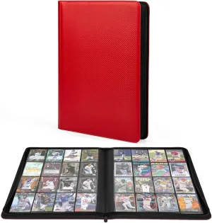 Premium 1000  Pockets Trading Card Binder, 16-Pocket Ringless Side-Loading Album for TCG, MTG, Lorcana, Sports & Standard-Size Cards (Red)