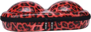 Premium Bra Case Braiou Lingerie Travel Bag Zip Underwear Organizer Bag for A-DD Cup [Leopard Print] (Red)
