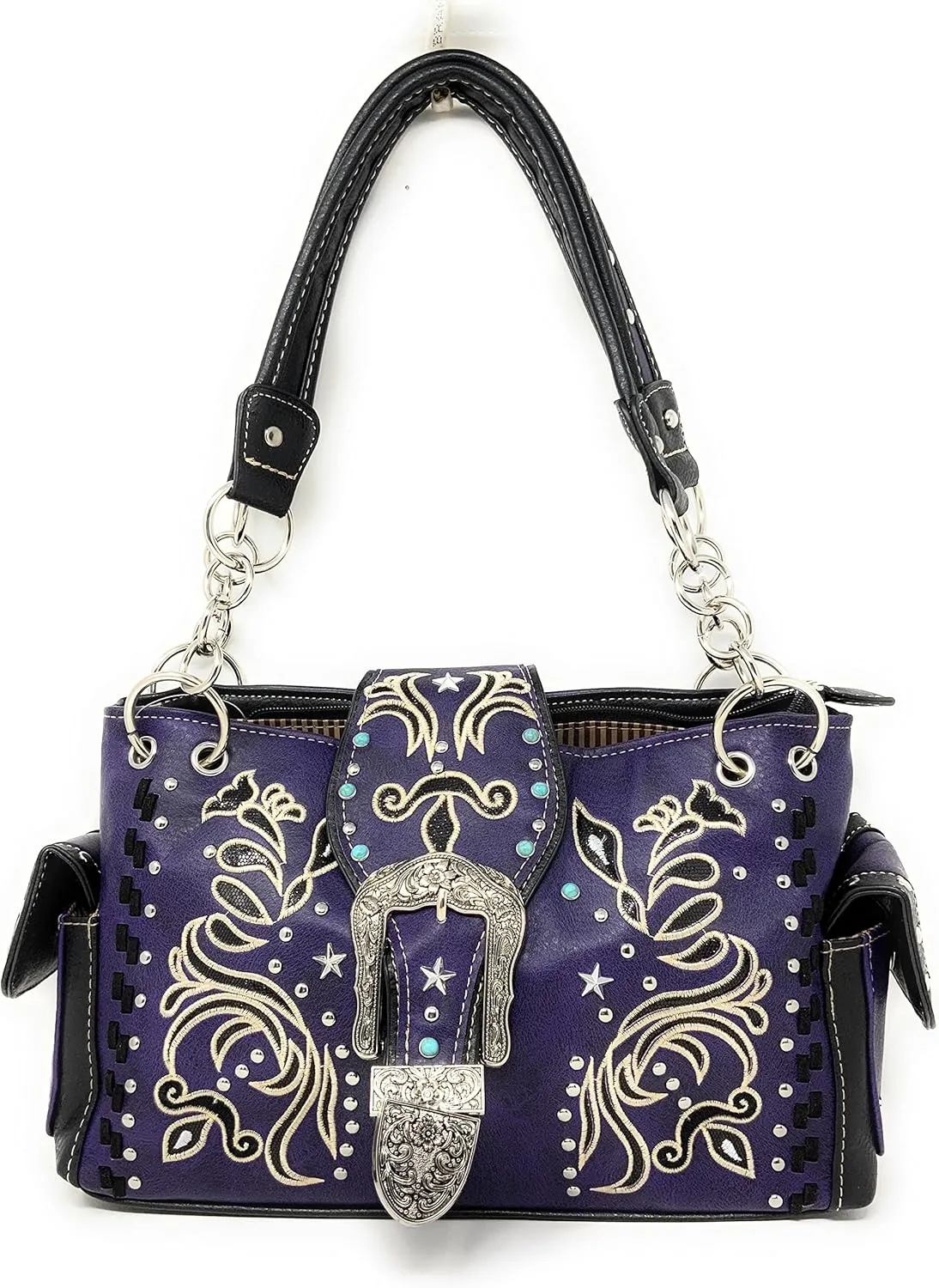 Premium Rhinestone Buckle Concho Handbag, Wallet Set in 3 colors