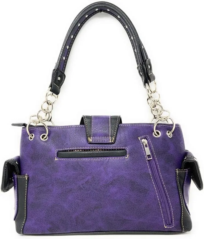 Premium Rhinestone Buckle Concho Handbag, Wallet Set in 3 colors