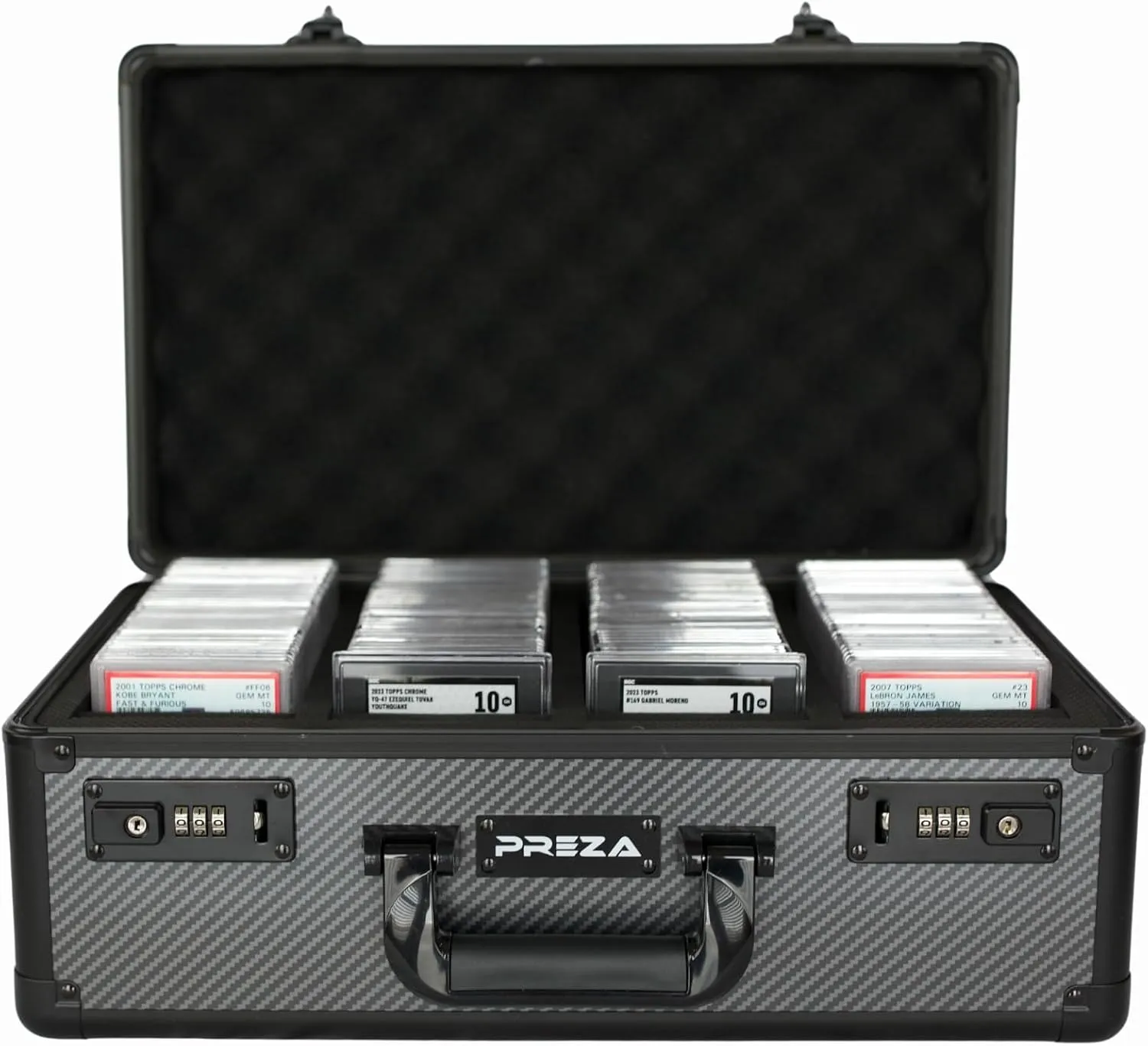 PREZA Graded Card Case - Slab Case for Graded Slabs - Premium Trading Card Storage Box with Upgraded Combination and Key Lock (X-Large)